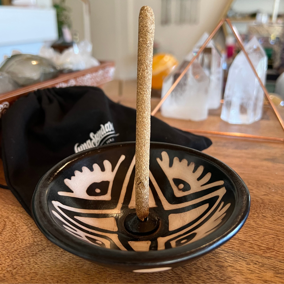 Artisanal Incense Holder - Black + White