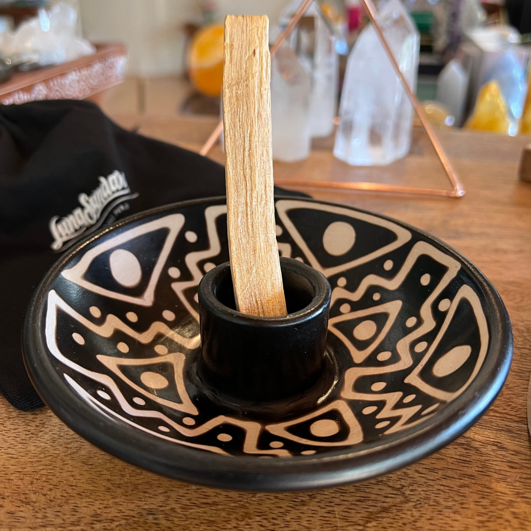 Artisanal Palo Santo Holder - Black + White