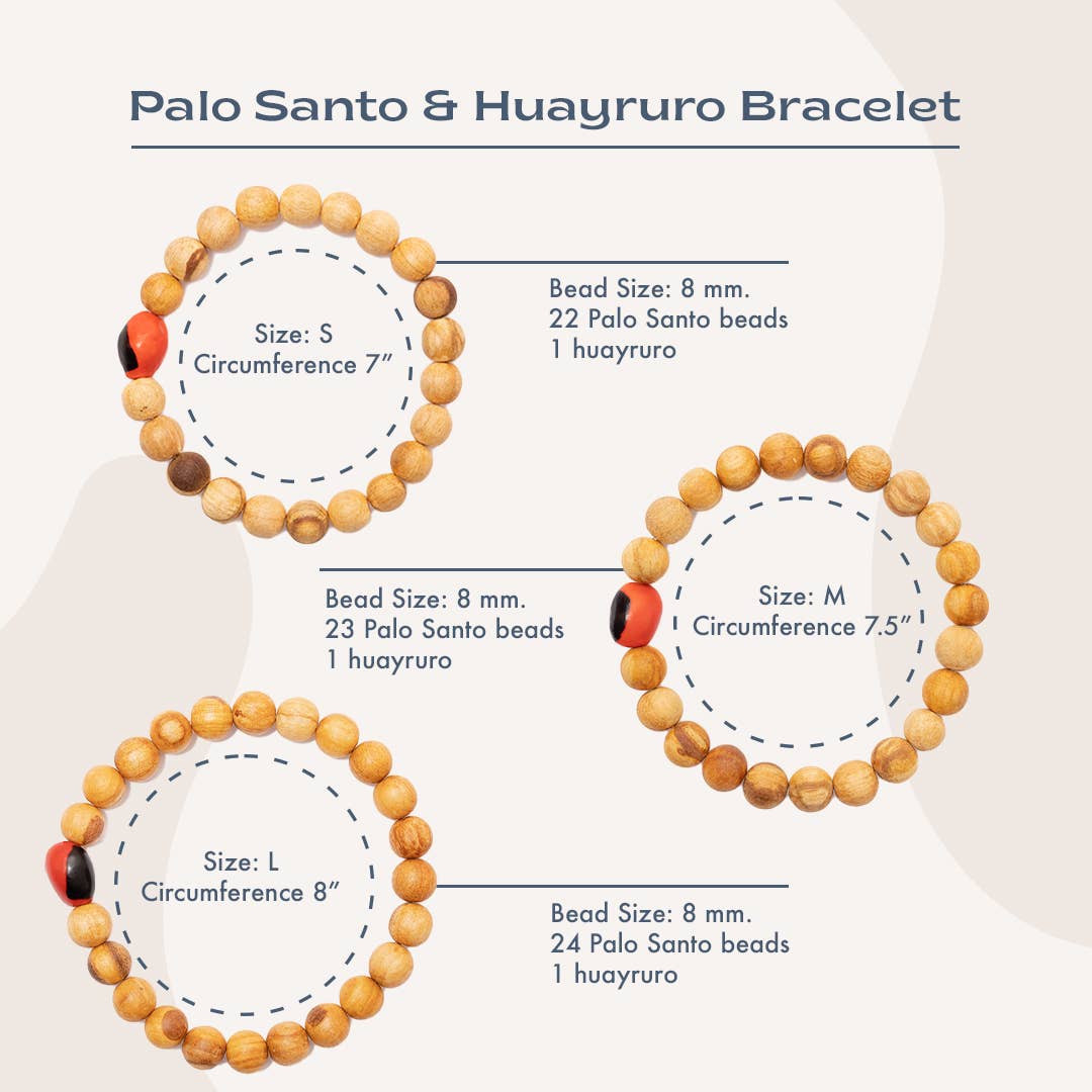 Palo Santo Armband Mit Huayruro Perlen – Elastisch, Handgemacht & Glückbringend