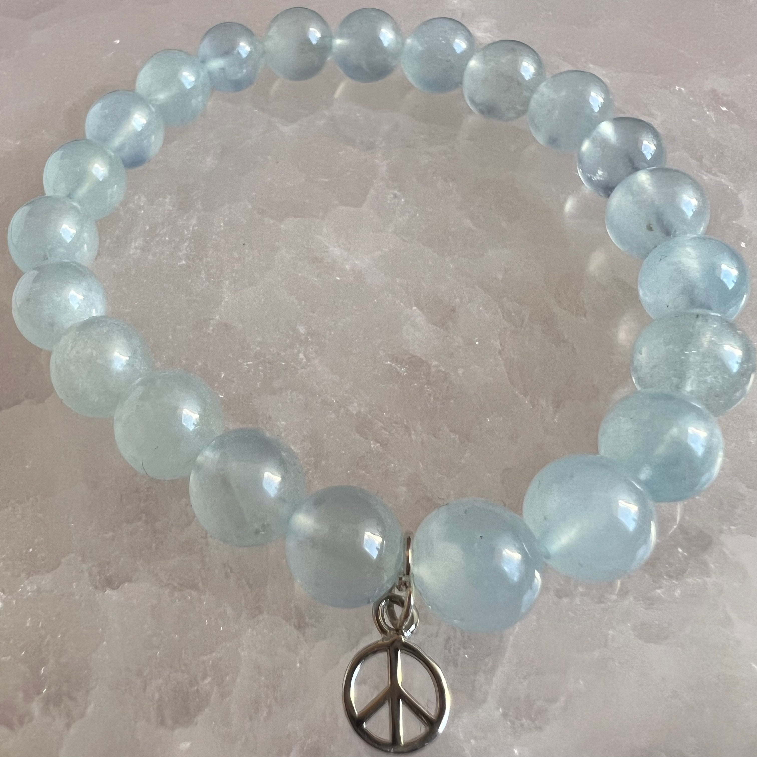 Aquamarine + Silver Peace Bracelet